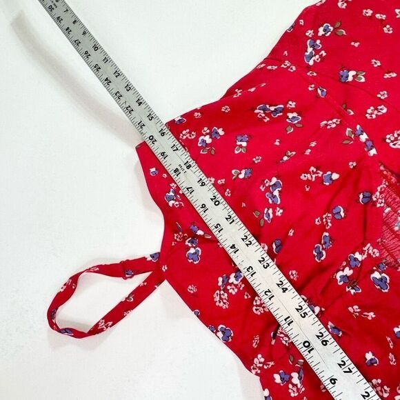 Express Dress Womens XL Red Floral skater Keyhole dainty Mini flowy sleeveless - Picture 4 of 11